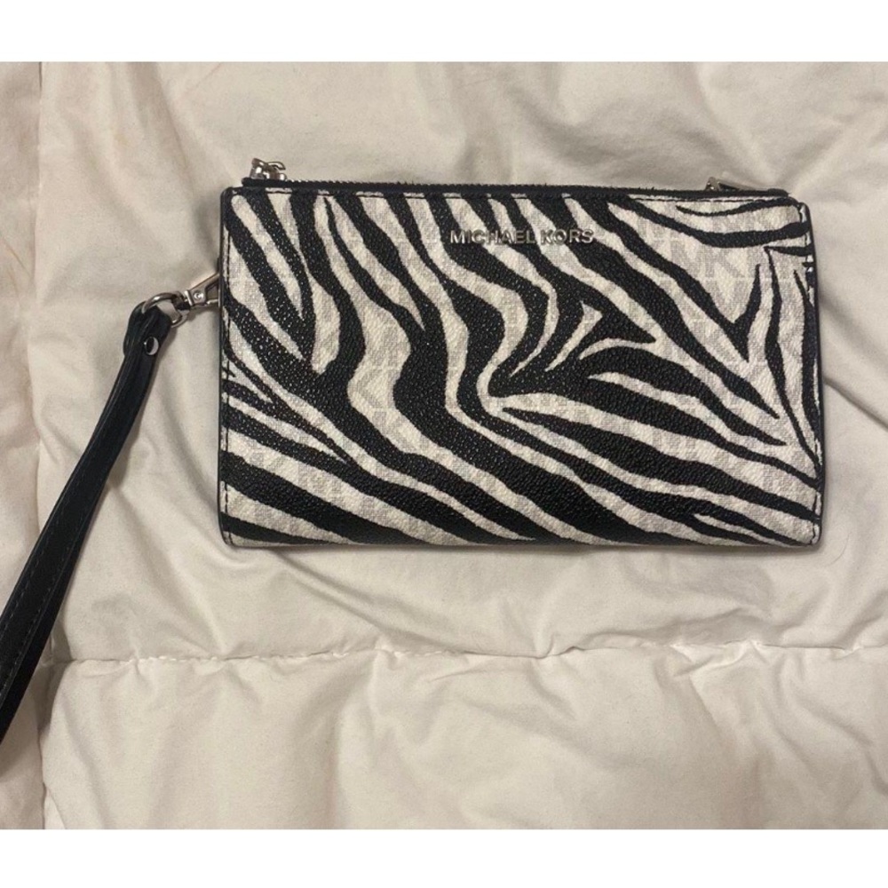 Michael Kors zebra print wristlet